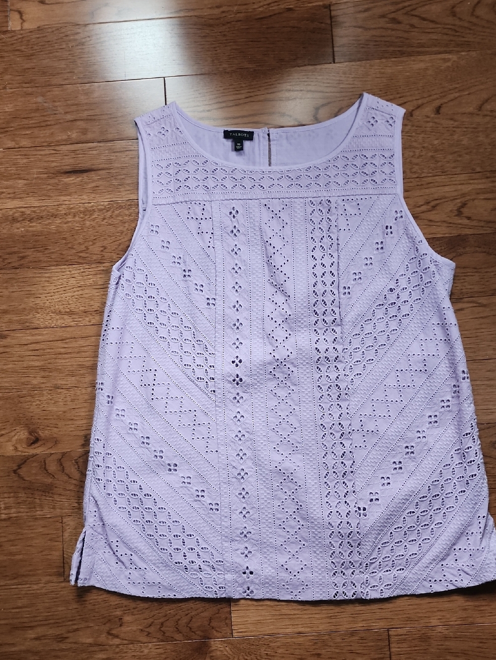 NWOT Talbots Lavender Lined Eyelet Sleeveless Tank Top